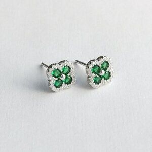 Green Onyx CZ Clover Sterling Silver 🆕